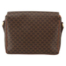 CELINE Macadam Canvas Circle Shoulder Bag PVC Leather Brown Gold Auth YKZ1143-2