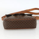 CELINE Macadam Canvas Circle Shoulder Bag PVC Leather Brown Gold Auth YKZ1143-5