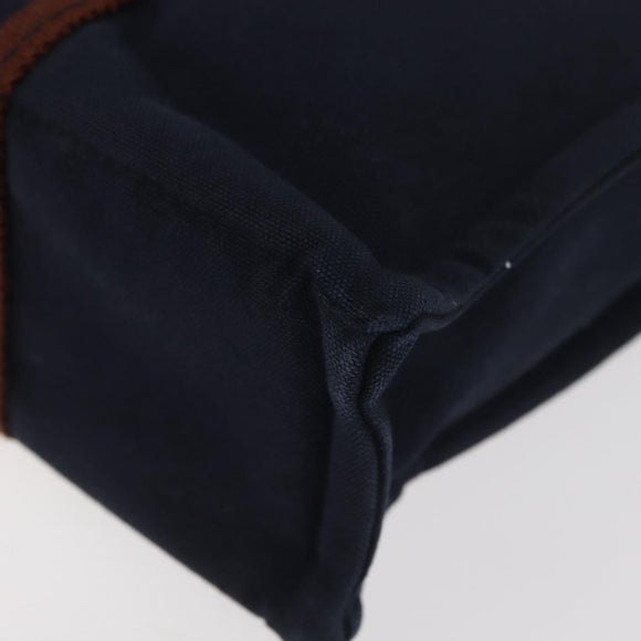 HERMES Fourre Tout PM Tote Bag Canvas Navy Silver Auth YKZ1144A
