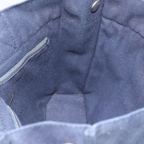 HERMES Fourre Tout PM Tote Bag Canvas Navy Silver Auth YKZ1144A