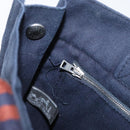 HERMES Fourre Tout PM Tote Bag Canvas Navy Silver Auth YKZ1144A-20