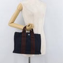 HERMES Fourre Tout PM Tote Bag Canvas Navy Silver Auth YKZ1144A-21
