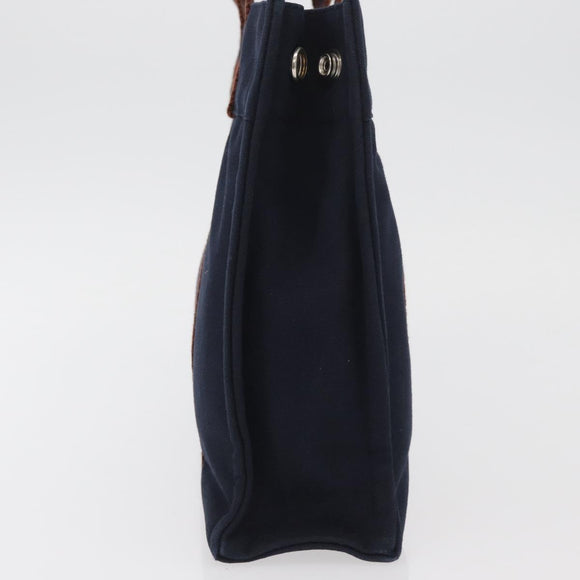 HERMES Fourre Tout PM Tote Bag Canvas Navy Silver Auth YKZ1144A