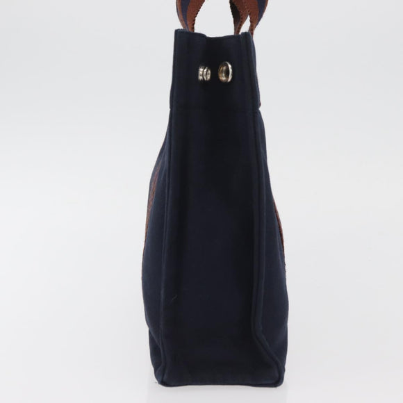 HERMES Fourre Tout PM Tote Bag Canvas Navy Silver Auth YKZ1144A