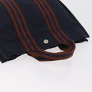 HERMES Fourre Tout PM Tote Bag Canvas Navy Silver Auth YKZ1144A-6