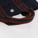 HERMES Fourre Tout PM Tote Bag Canvas Navy Silver Auth YKZ1144A-7