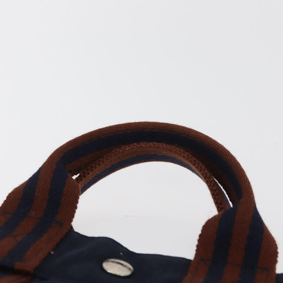 HERMES Fourre Tout PM Tote Bag Canvas Navy Silver Auth YKZ1144A