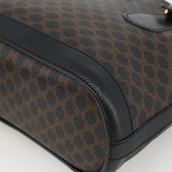 CELINE Macadam Canvas Tragetasche PVC Leder Schwarz Gold Auth YKZ1148