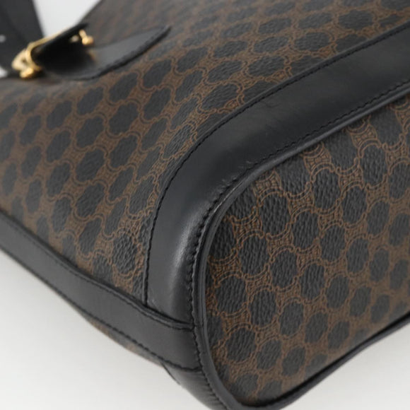 CELINE Macadam Canvas Tragetasche PVC Leder Schwarz Gold Auth YKZ1148