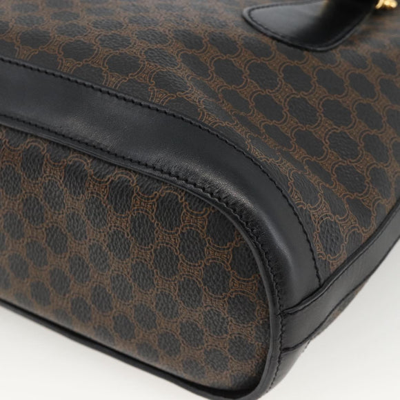 CELINE Macadam Canvas Tragetasche PVC Leder Schwarz Gold Auth YKZ1148