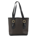 CELINE Macadam Canvas Tragetasche PVC Leder Schwarz Gold Auth YKZ1148-2