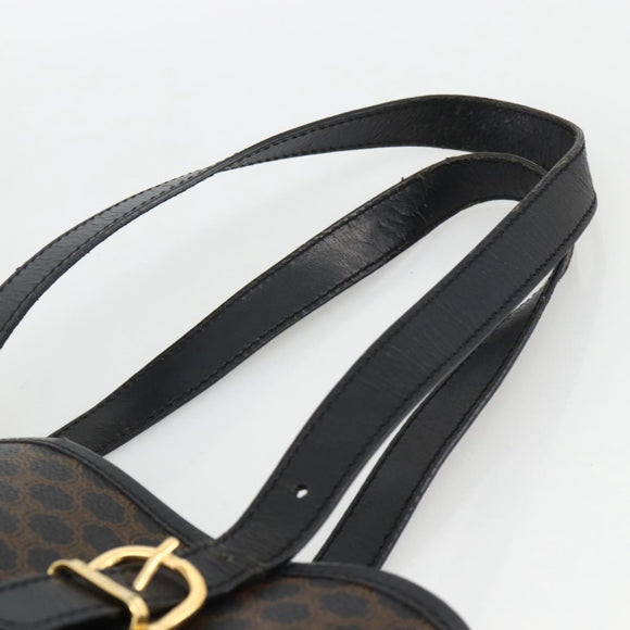 CELINE Macadam Canvas Tragetasche PVC Leder Schwarz Gold Auth YKZ1148