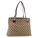 GUCCI GG Canvas Tote Bag Beige Gold 120837 Auth YKZ1152-1