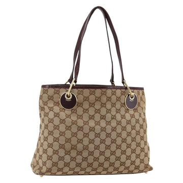 GUCCI GG Canvas Tote Bag Beige Gold 120837 Auth YKZ1152