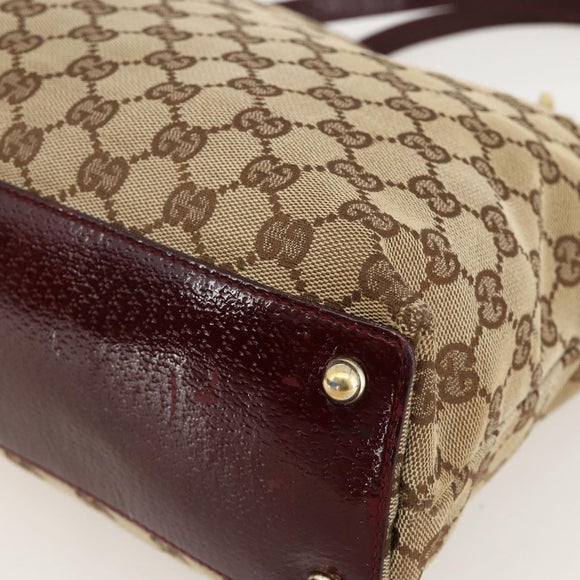 GUCCI GG Canvas Tote Bag Beige Gold 120837 Auth YKZ1152