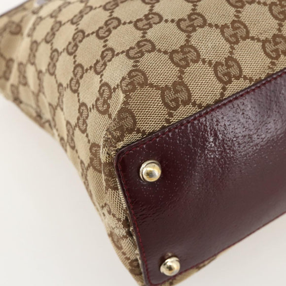 GUCCI GG Canvas Tote Bag Beige Gold 120837 Auth YKZ1152