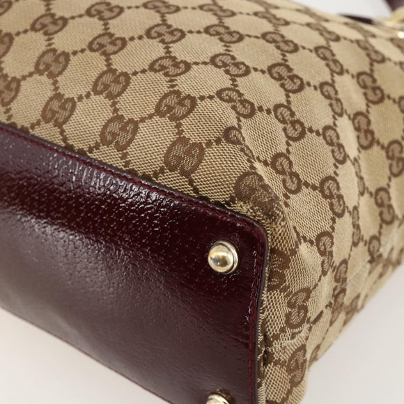 GUCCI GG Canvas Tote Bag Beige Gold 120837 Auth YKZ1152