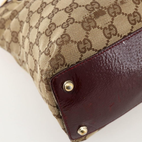 GUCCI GG Canvas Tote Bag Beige Gold 120837 Auth YKZ1152