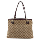 GUCCI GG Canvas Tote Bag Beige Gold 120837 Auth YKZ1152-13