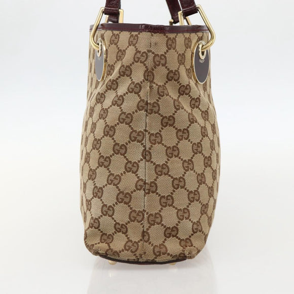 GUCCI GG Canvas Tote Bag Beige Gold 120837 Auth YKZ1152