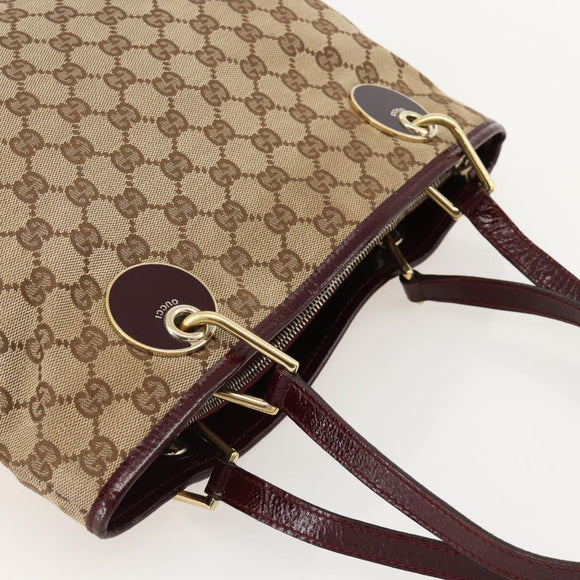 GUCCI GG Canvas Tote Bag Beige Gold 120837 Auth YKZ1152