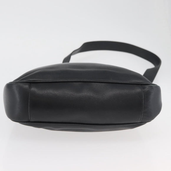 GUCCI Bamboo Hand Bag Leather 2way Black Gold Auth YKZ1153
