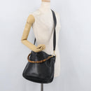 GUCCI Bamboo Hand Bag Leather 2way Black Gold Auth YKZ1153-21
