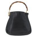 GUCCI Bamboo Hand Bag Leather 2way Black Gold Auth YKZ1153-3