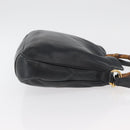 GUCCI Bamboo Hand Bag Leather 2way Black Gold Auth YKZ1153-4