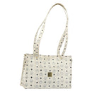 MCM Vicetos Logogram Tote Bag PVC White Gold Auth YKZ1154-1