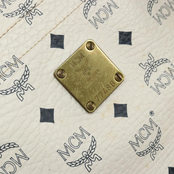 MCM Vicetos Logogram Tote Bag PVC White Gold Auth YKZ1154