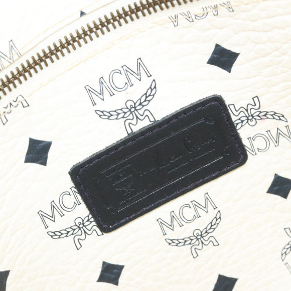 MCM Vicetos Logogram Tote Bag PVC White Gold Auth YKZ1154