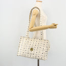 MCM Vicetos Logogram Tote Bag PVC White Gold Auth YKZ1154-22