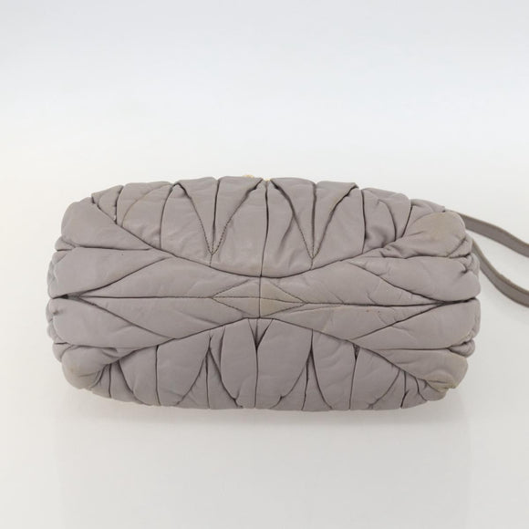 Miu Miu Matelasse Hand Bag Leather 2way Purple Gold Auth YKZ1155