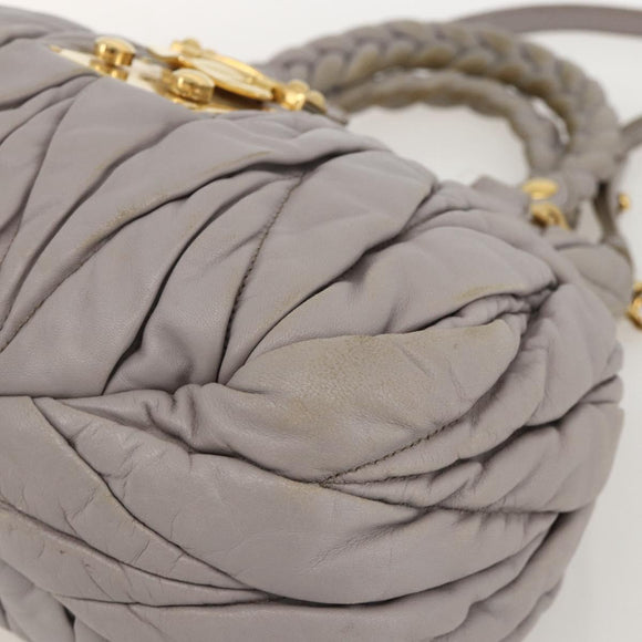 Miu Miu Matelasse Hand Bag Leather 2way Purple Gold Auth YKZ1155