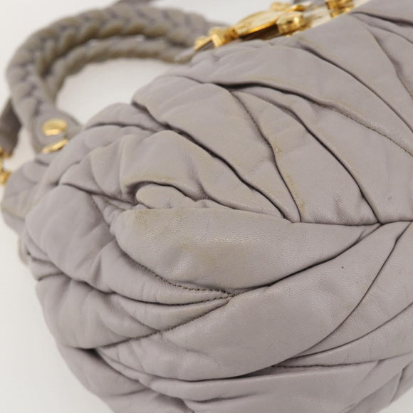 Miu Miu Matelasse Hand Bag Leather 2way Purple Gold Auth YKZ1155