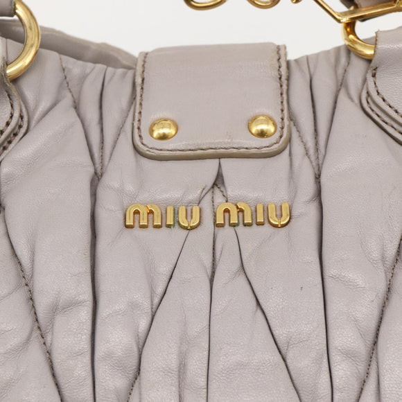 Miu Miu Matelasse Hand Bag Leather 2way Purple Gold Auth YKZ1155
