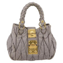 Miu Miu Matelasse Hand Bag Leather 2way Purple Gold Auth YKZ1155-13