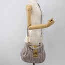 Miu Miu Matelasse Hand Bag Leather 2way Purple Gold Auth YKZ1155-26