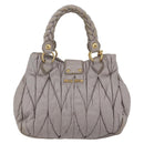 Miu Miu Matelasse Hand Bag Leather 2way Purple Gold Auth YKZ1155-2