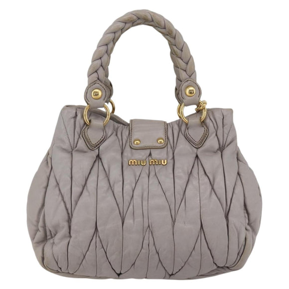 Miu Miu Matelasse Hand Bag Leather 2way Purple Gold Auth YKZ1155