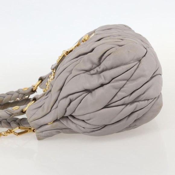 Miu Miu Matelasse Hand Bag Leather 2way Purple Gold Auth YKZ1155