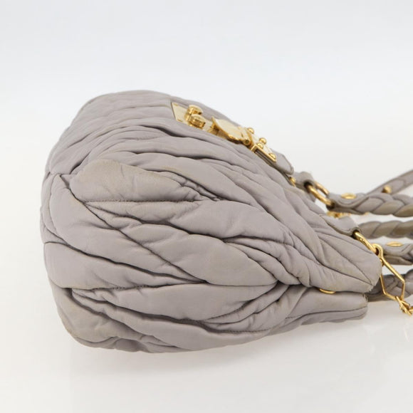 Miu Miu Matelasse Hand Bag Leather 2way Purple Gold Auth YKZ1155