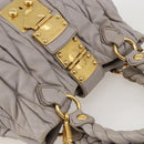 Miu Miu Matelasse Hand Bag Leather 2way Purple Gold Auth YKZ1155-6
