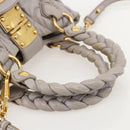 Miu Miu Matelasse Hand Bag Leather 2way Purple Gold Auth YKZ1155-7