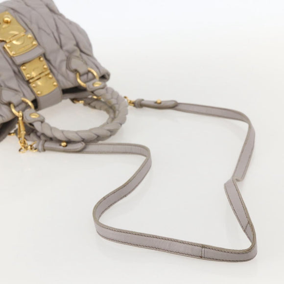 Miu Miu Matelasse Hand Bag Leather 2way Purple Gold Auth YKZ1155