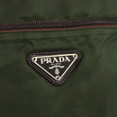 PRADA Tote Bag Nylon Khaki Silver Auth YKZ1160-17
