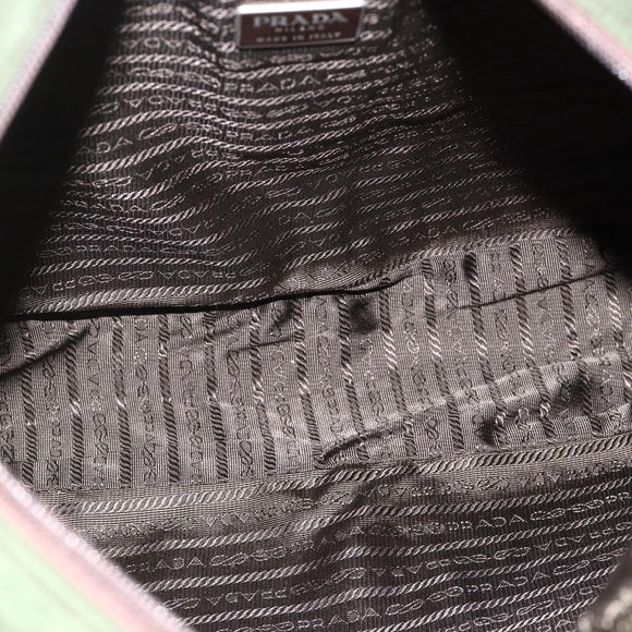 PRADA Tote Bag Nylon Khaki Silver Auth YKZ1160