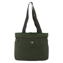 PRADA Tote Bag Nylon Khaki Silver Auth YKZ1160-13