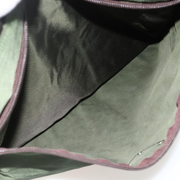 PRADA Tote Bag Nylon Khaki Silver Auth YKZ1160